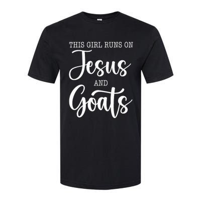 This Girl Runs On Jesus And Goats Goat Lover Christian Softstyle CVC T-Shirt