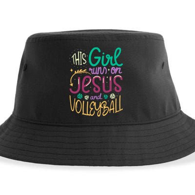 This Girl Run On Jesus And Volleyball Sustainable Bucket Hat