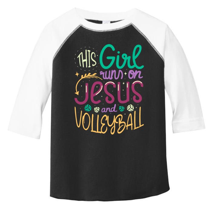 This Girl Run On Jesus And Volleyball Toddler Fine Jersey T-Shirt