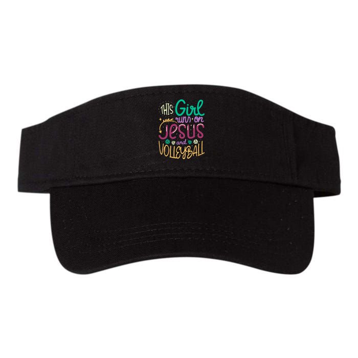 This Girl Run On Jesus And Volleyball Valucap Bio-Washed Visor