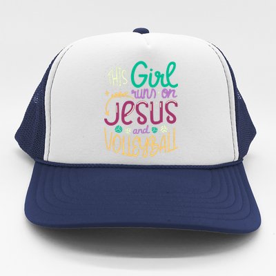 This Girl Run On Jesus And Volleyball Trucker Hat