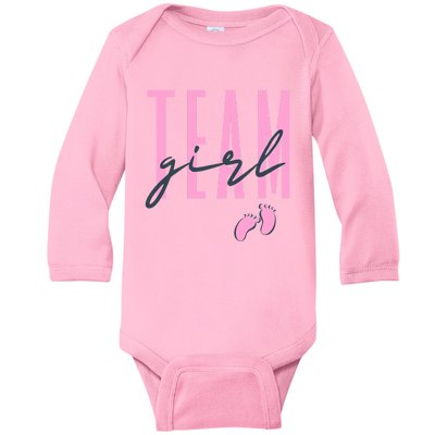 Team  Gender Reveal Baby Shower Pink or Blue Baby Long Sleeve Bodysuit