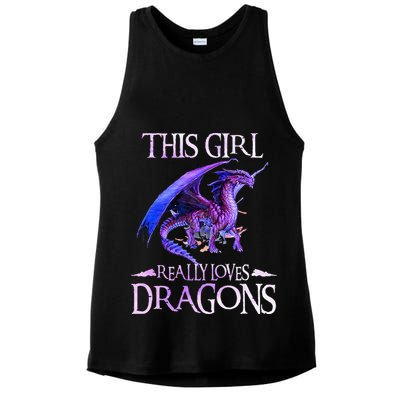 This Girl Really Loves Dragons Dragon Lover Ladies PosiCharge Tri-Blend Wicking Tank