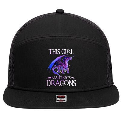 This Girl Really Loves Dragons Dragon Lover 7 Panel Mesh Trucker Snapback Hat