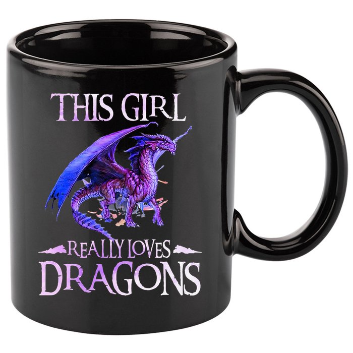 This Girl Really Loves Dragons Dragon Lover 11oz C Handle Ceramic Mug