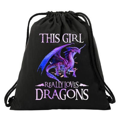 This Girl Really Loves Dragons Dragon Lover Drawstring Bag