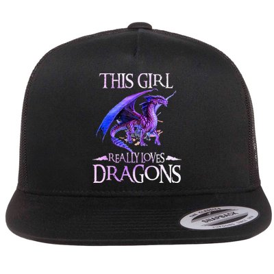 This Girl Really Loves Dragons Dragon Lover Flat Bill Trucker Hat