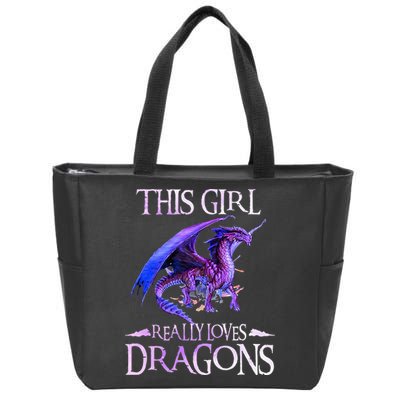 This Girl Really Loves Dragons Dragon Lover Zip Tote Bag