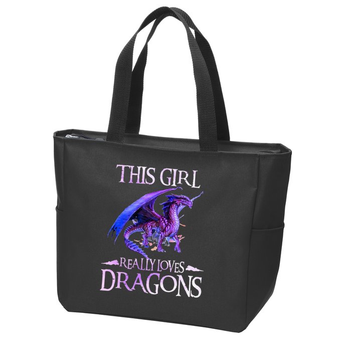 This Girl Really Loves Dragons Dragon Lover Zip Tote Bag