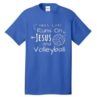 This Girl Runs On Jesus And Volleyball Christian Tall T-Shirt