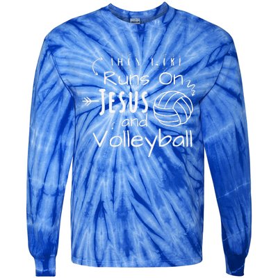 This Girl Runs On Jesus And Volleyball Christian Tie-Dye Long Sleeve Shirt