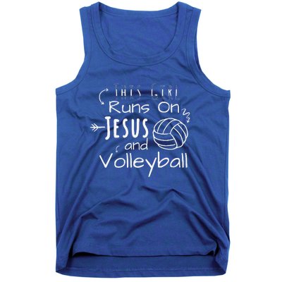 This Girl Runs On Jesus And Volleyball Christian Tank Top