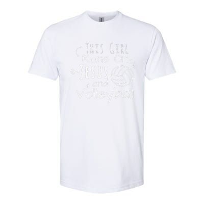 This Girl Runs On Jesus And Volleyball Christian Softstyle CVC T-Shirt