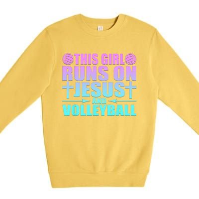 This Girl Runs On Jesus And Volleyball Novelty Premium Crewneck Sweatshirt