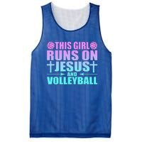 This Girl Runs On Jesus And Volleyball Novelty Mesh Reversible Basketball Jersey Tank