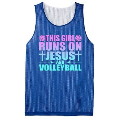 This Girl Runs On Jesus And Volleyball Novelty Mesh Reversible Basketball Jersey Tank