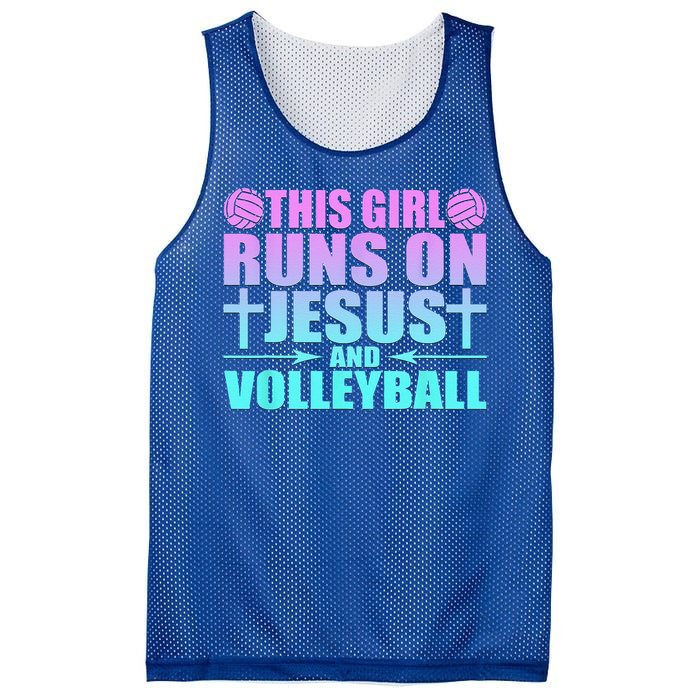 This Girl Runs On Jesus And Volleyball Novelty Mesh Reversible Basketball Jersey Tank