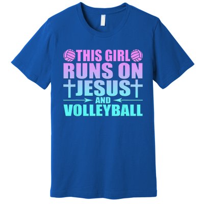 This Girl Runs On Jesus And Volleyball Novelty Premium T-Shirt