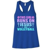 This Girl Runs On Jesus And Volleyball Novelty Women's Racerback Tank