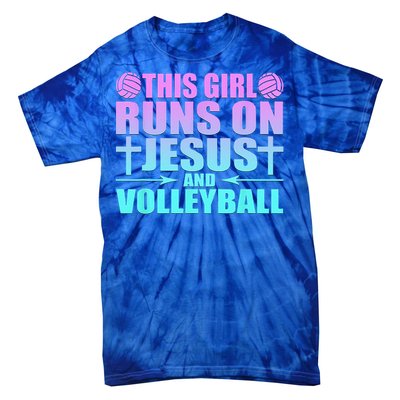 This Girl Runs On Jesus And Volleyball Novelty Tie-Dye T-Shirt