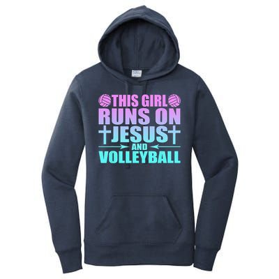 This Girl Runs On Jesus And Volleyball Novelty Women's Pullover Hoodie