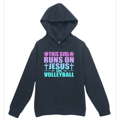 This Girl Runs On Jesus And Volleyball Novelty Urban Pullover Hoodie