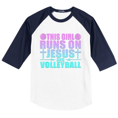 This Girl Runs On Jesus And Volleyball Novelty Baseball Sleeve Shirt