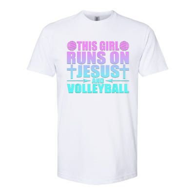 This Girl Runs On Jesus And Volleyball Novelty Softstyle CVC T-Shirt