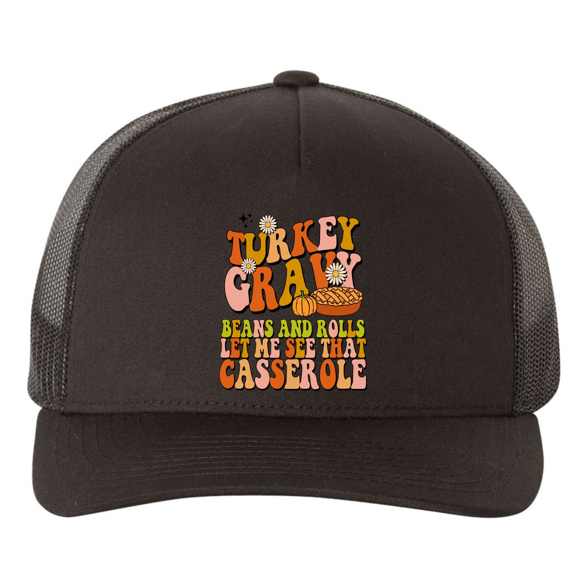Turkey Gravy Retro Groovy Thanksgiving Food Yupoong Adult 5-Panel Trucker Hat