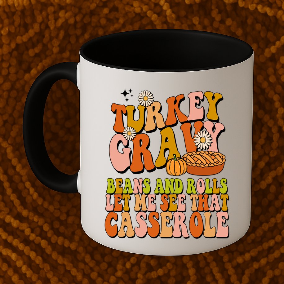Turkey Gravy Retro Groovy Thanksgiving Food Mug