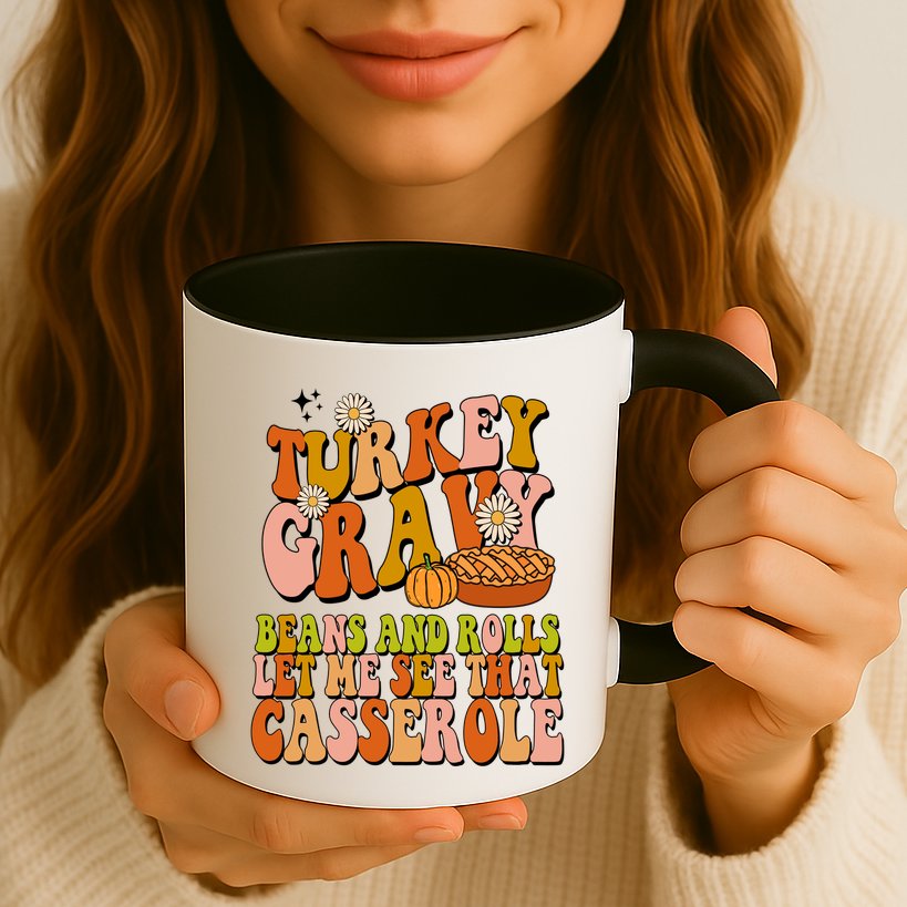Turkey Gravy Retro Groovy Thanksgiving Food Mug