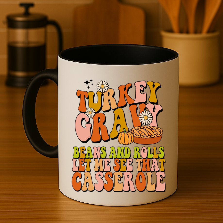Turkey Gravy Retro Groovy Thanksgiving Food Mug
