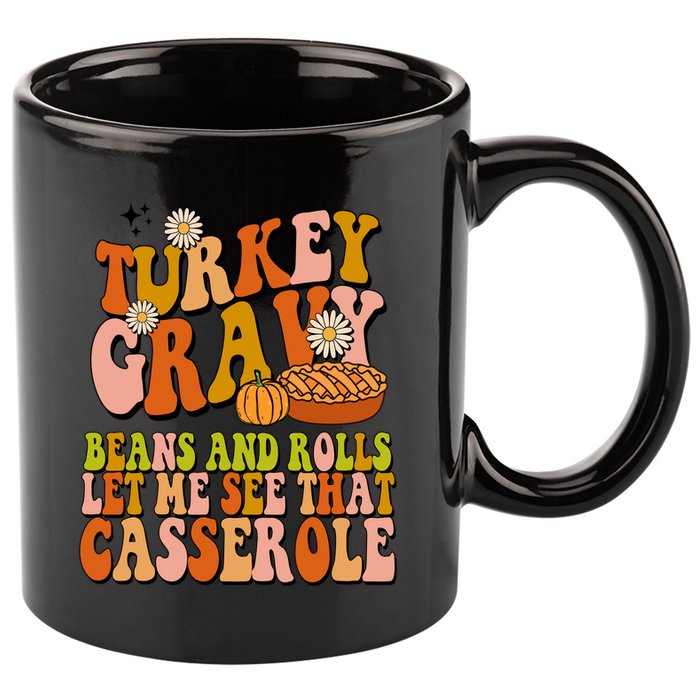 Turkey Gravy Retro Groovy Thanksgiving Food 11oz C Handle Ceramic Mug