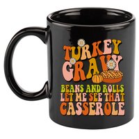 Turkey Gravy Retro Groovy Thanksgiving Food 11oz C Handle Ceramic Mug