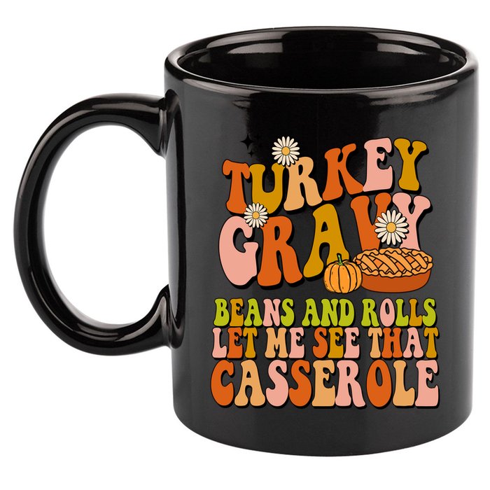 Turkey Gravy Retro Groovy Thanksgiving Food 11oz C Handle Ceramic Mug