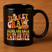 Turkey Gravy Retro Groovy Thanksgiving Food 11oz C Handle Ceramic Mug
