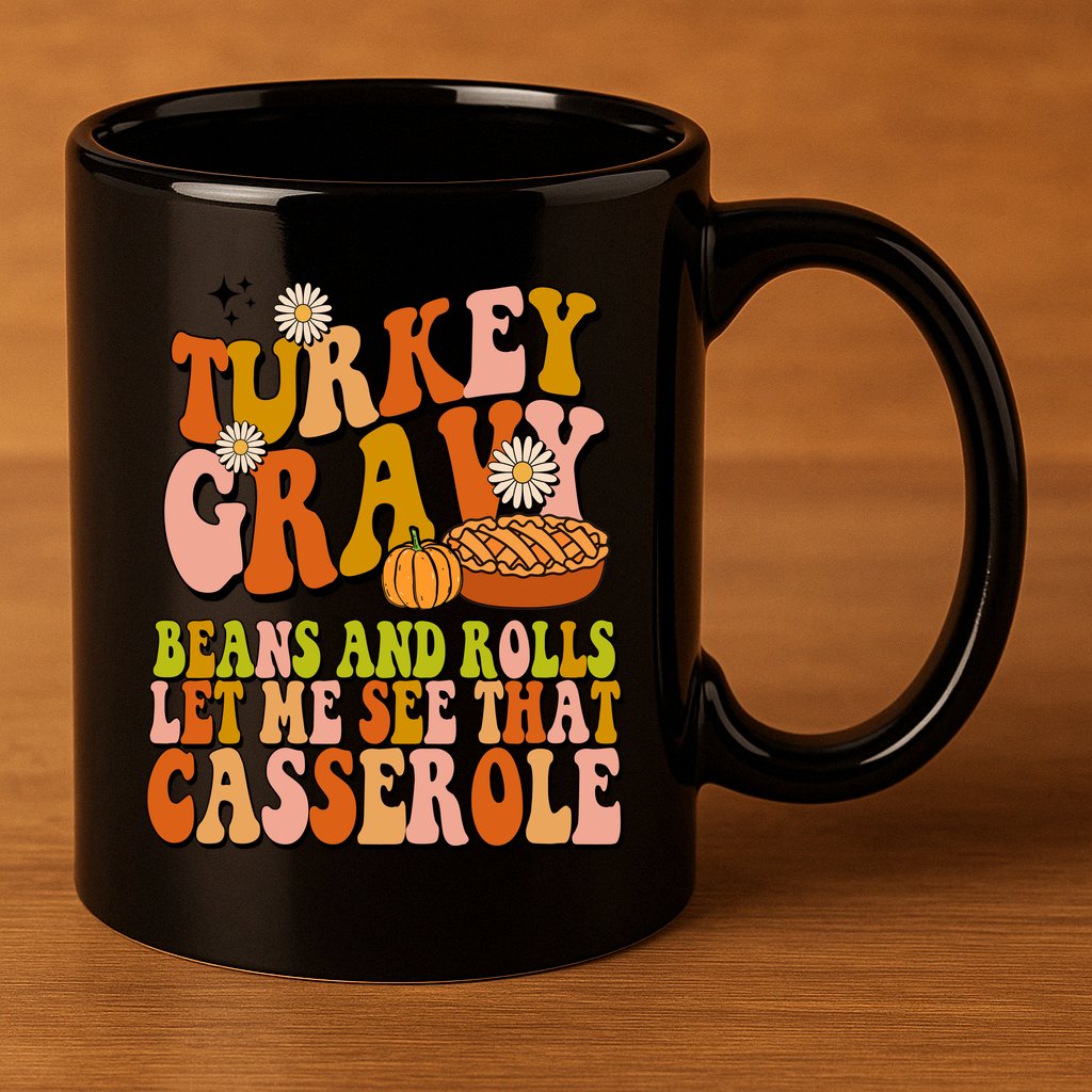 Turkey Gravy Retro Groovy Thanksgiving Food 11oz C Handle Ceramic Mug