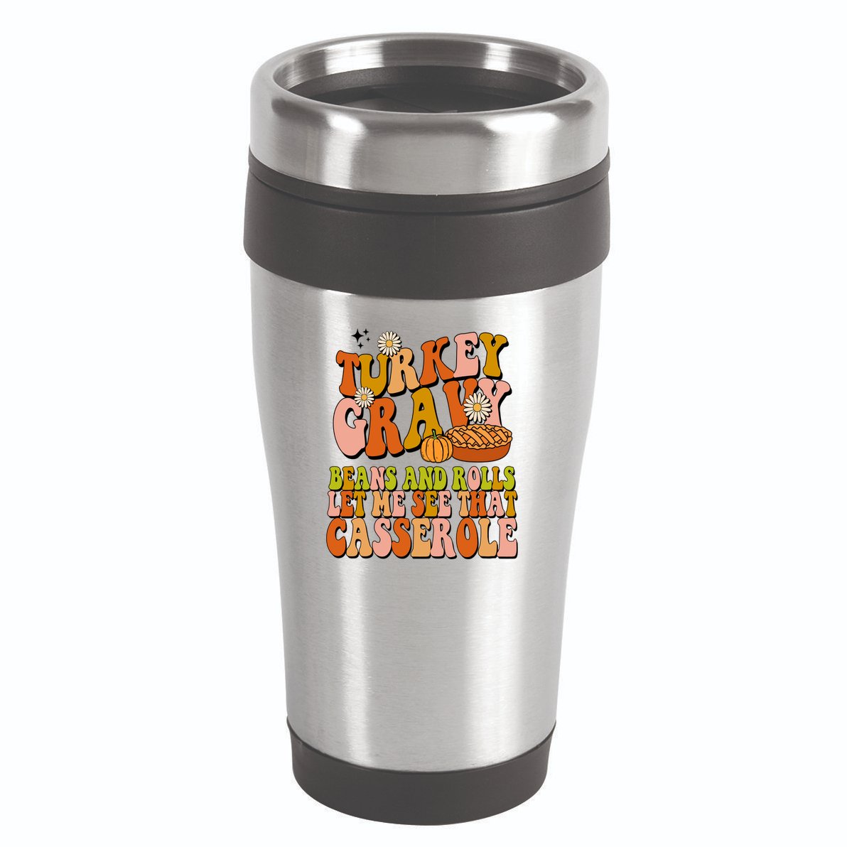 Turkey Gravy Retro Groovy Thanksgiving Food 16oz Travel Tumbler