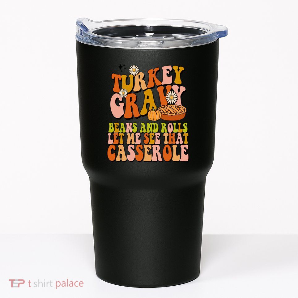 Turkey Gravy Retro Groovy Thanksgiving Food Tumbler