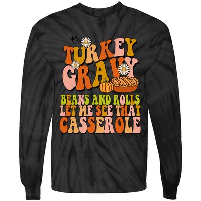 Turkey Gravy Retro Groovy Thanksgiving Food Tie-Dye Long Sleeve Shirt