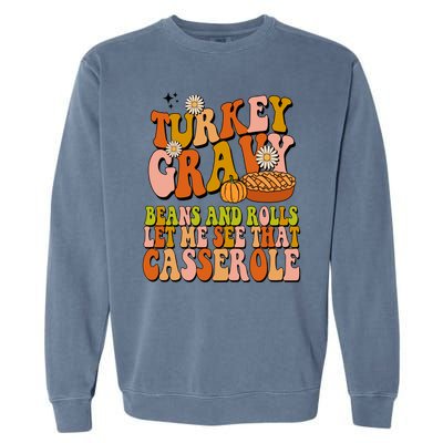 Turkey Gravy Retro Groovy Thanksgiving Food Garment-Dyed Sweatshirt