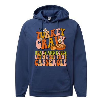 Turkey Gravy Retro Groovy Thanksgiving Food Performance Fleece Hoodie