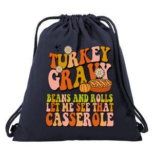 Turkey Gravy Retro Groovy Thanksgiving Food Drawstring Bag