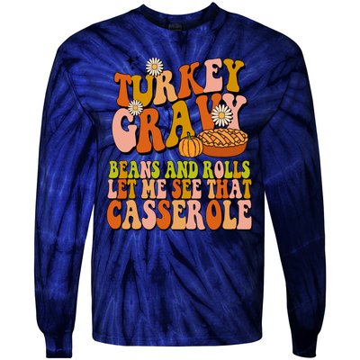 Turkey Gravy Retro Groovy Thanksgiving Food Tie-Dye Long Sleeve Shirt