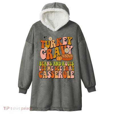 Turkey Gravy Retro Groovy Thanksgiving Food Hooded Wearable Blanket