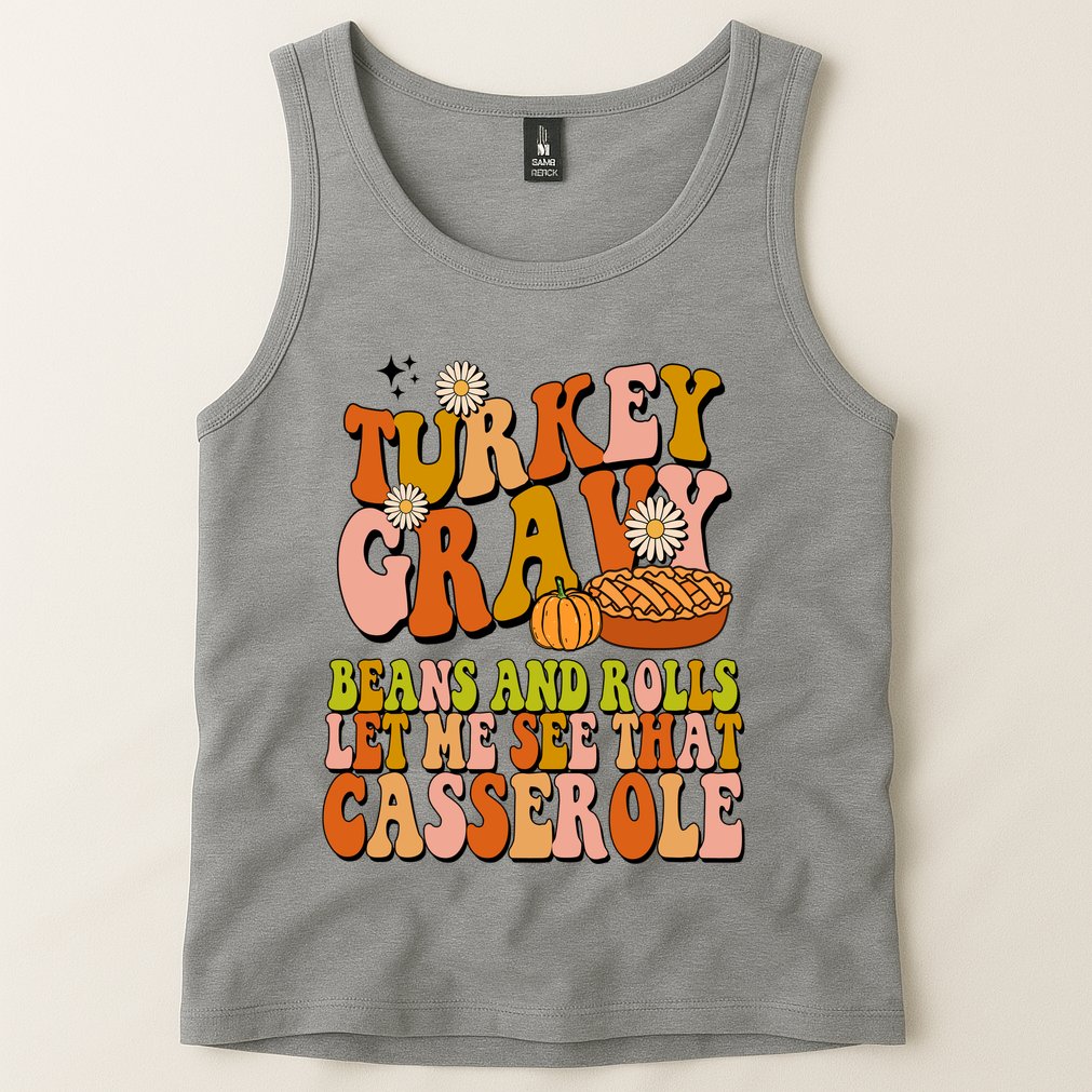 Turkey Gravy Retro Groovy Thanksgiving Food Tank Top