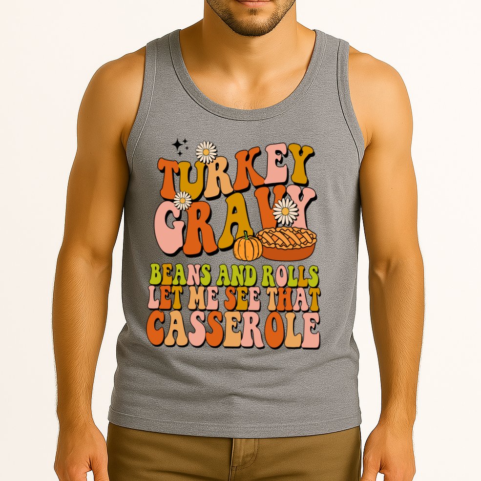 Turkey Gravy Retro Groovy Thanksgiving Food Tank Top