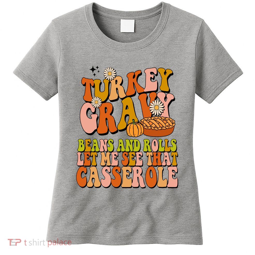 Turkey Gravy Retro Groovy Thanksgiving Food Womens T-Shirt