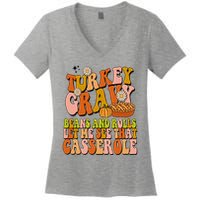 Turkey Gravy Retro Groovy Thanksgiving Food Women's V-Neck T-Shirt