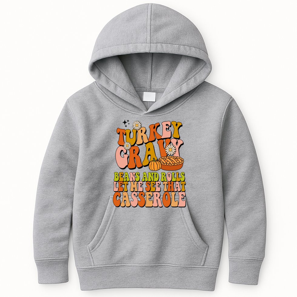 Turkey Gravy Retro Groovy Thanksgiving Food Kids Hoodie